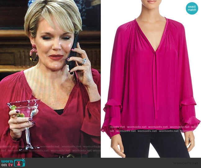 Ramy Brook Anna Top in Cerise Pink worn by Ava Jerome (Maura West) on General Hospital
