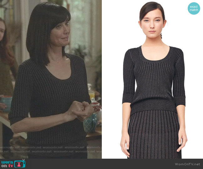 Rebecca Taylor Lurex Rib Scoop Neck Pullover worn by Cassandra Nightingale (Catherine Bell) on Good Witch