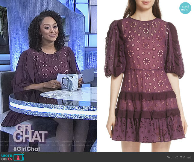 Rebecca Taylor Pinwheel Eyelet Dress worn by Tamera Mowry on The Real