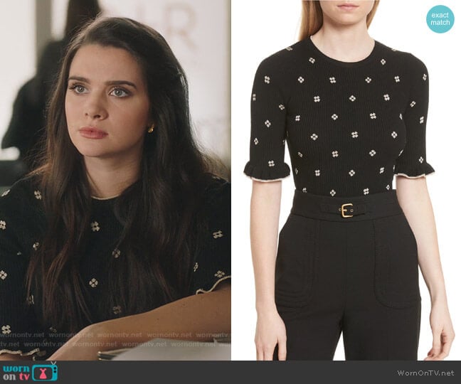 RED Valentino Flower Intarsia Knit Top worn by Jane Sloan (Katie Stevens) on The Bold Type