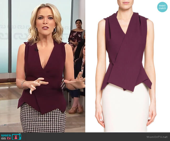 Roland Mouret Zillow Sleeveless Pleated Top worn by Megyn Kelly on Today