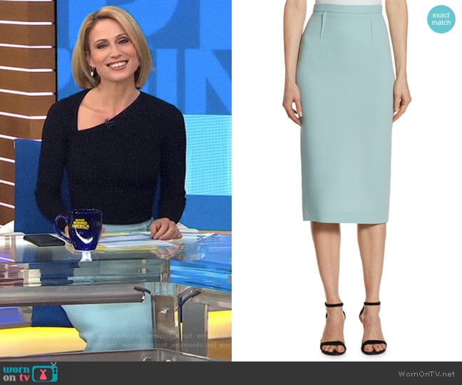 Roland Mouret Arreton Wool Pencil Skirt worn by Amy Robach on Good Morning America