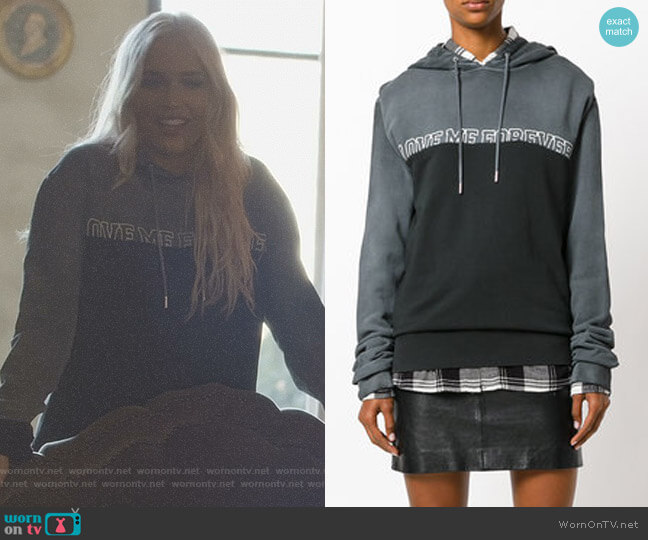 Saint Laurent Love Me Forever Slogan Print Hoodie worn by Maddie Jaymes (Lennon Stella) on Nashville