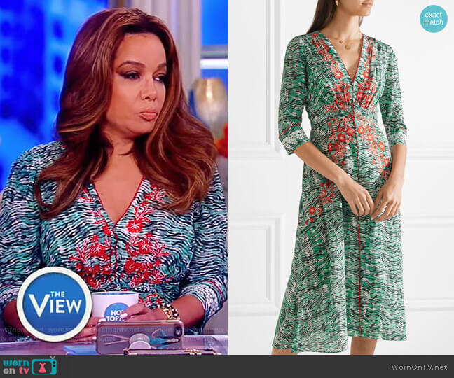 Saloni Eve seaweed-printed silk crepe de Chine worn by Sunny Hostin on The View