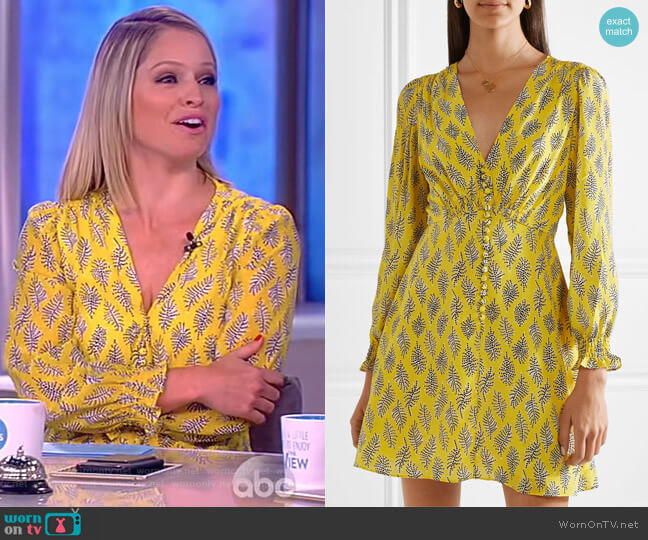 Saloni Eve printed silk crepe de chine mini dress worn by Sara Haines on The View