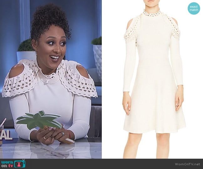 Sandro Flavio Cold-Shoulder Cutout Dress worn by Tamera Mowry on The Real