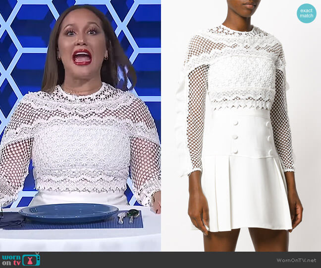 Self Portrait Lace Detail Long Sleeve Dress worn by Adrienne Houghton on The Real