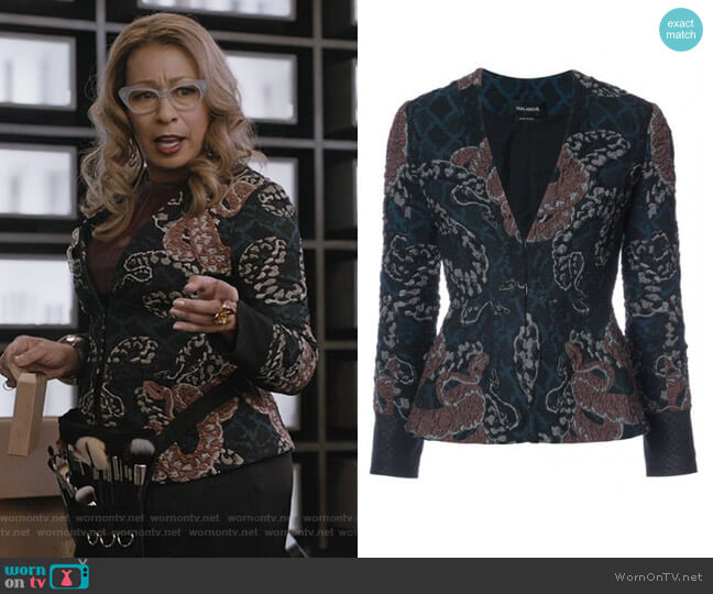 Yigal Azrouel Serpent Jacquard Jacket worn by Julia (Tamara Tunie) on Dietland