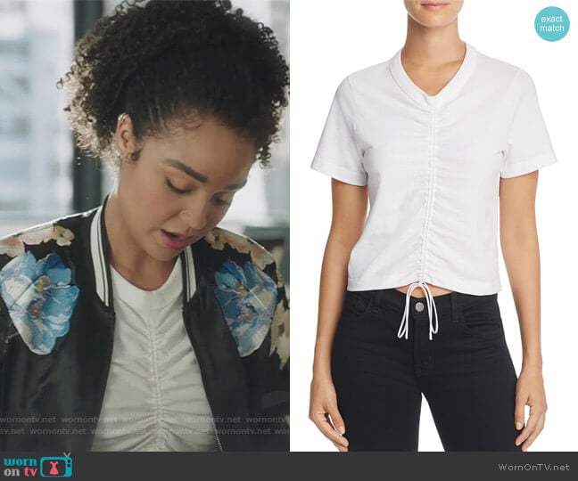 T by Alexander Wang Ruched Short Sleeve Tee worn by Kat Edison (Aisha Dee) on The Bold Type
