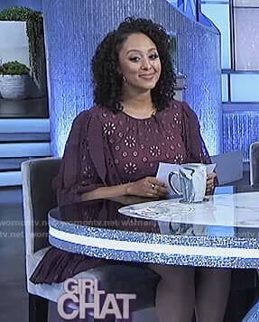 Tamera’s purple ruffled eyelet dress on The Real