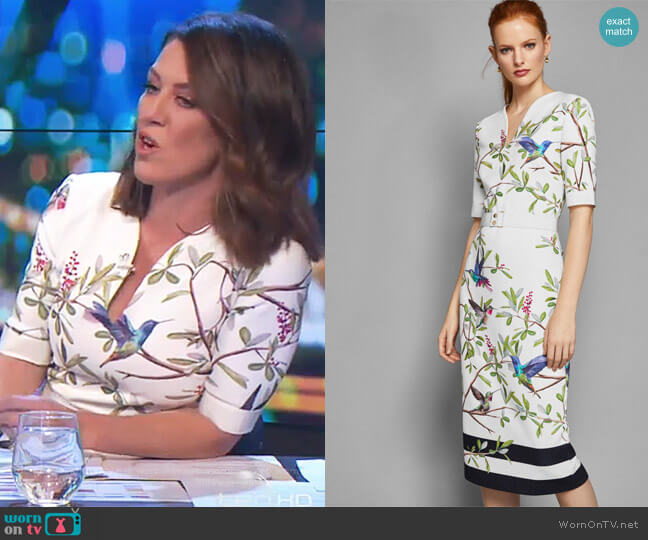 Ted Baker Everly Highgrove bodycon midi dress worn by Gorgi Coghlan on The Project