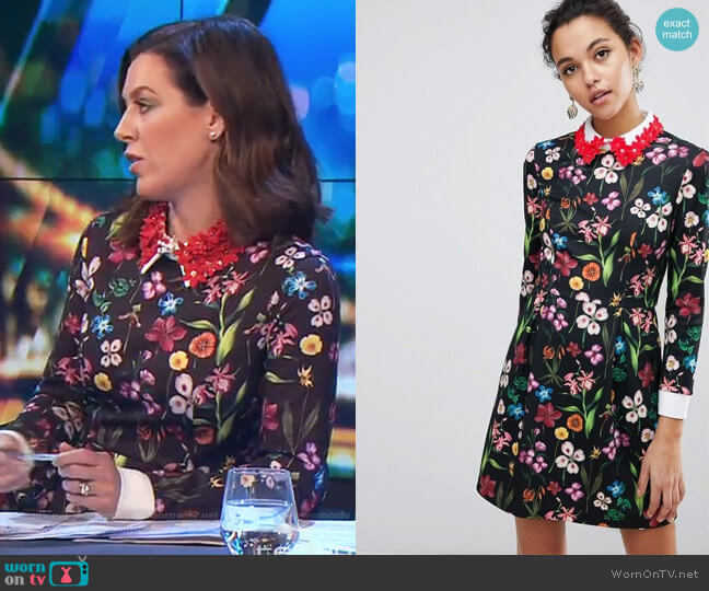 Ted Baker Tillena Skater Dress with Embellished Collar worn by Gorgi Coghlan on The Project