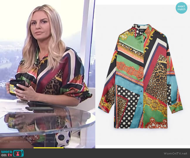 The Kooples Baroque Printed Silk Shirt worn by Morgan Stewart on E! News