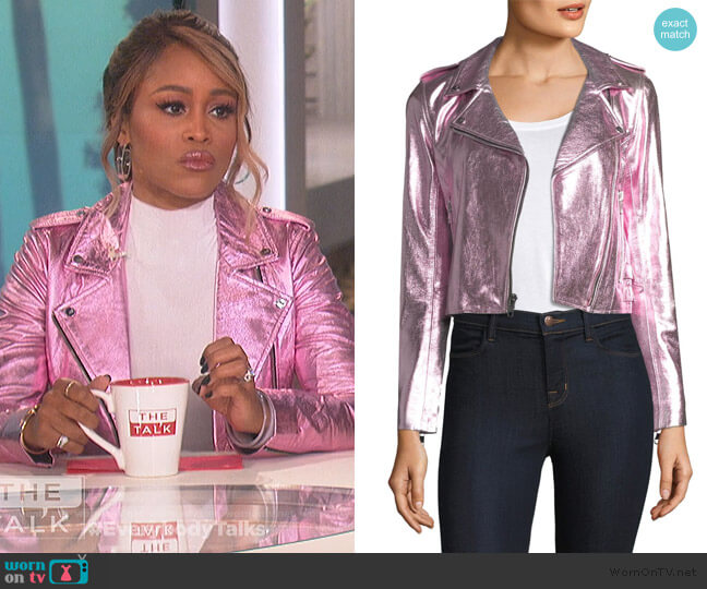 The Mighty Company Lecce Metallic Leather Biker Jacket worn by Eve on The Talk