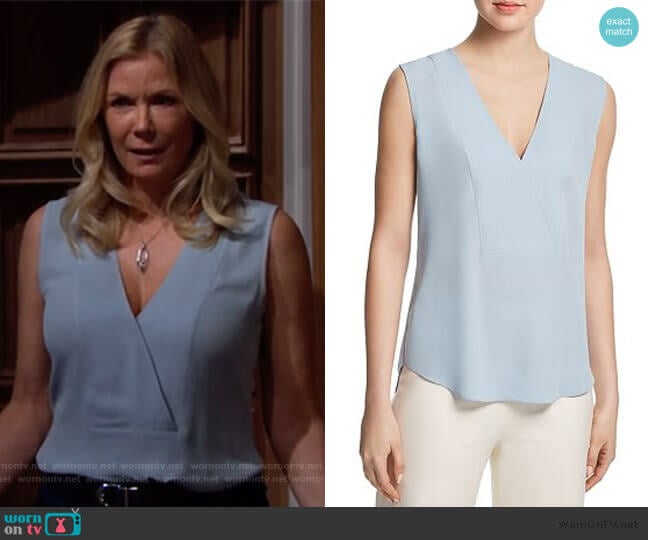 Theory Silk Crossover Top worn by Brooke Logan (Katherine Kelly Lang) on The Bold and the Beautiful