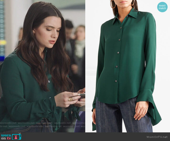 Theory Silk-crepe shirt worn by Jane Sloan (Katie Stevens) on The Bold Type