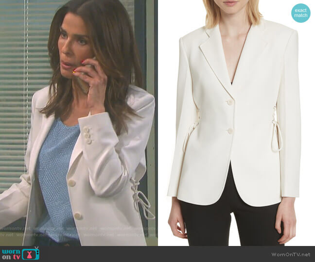 Theory Admiral Crepe Lace-Up Suit Jacket worn by Hope Williams (Kristian Alfonso) on Days of our Lives