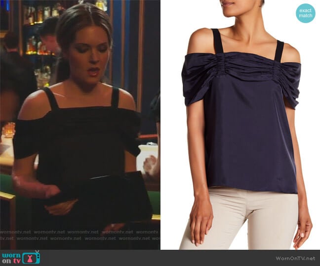 Tibi Mendini Cold Shoulder Blouse worn by Sutton (Meghann Fahy) on The Bold Type