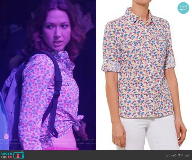 Tommy Hilfiger Floral Print Shirt worn by Kimmy Schmidt (Ellie Kemper) on Unbreakable Kimmy Schmidt