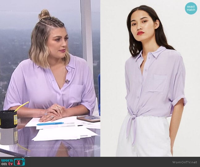 Topshop Knot Front Shirt worn by Carissa Loethen Culiner on E! News