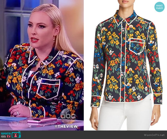 Tory Burch Jackie Floral Dot Silk Blouse worn by Meghan McCain on The View