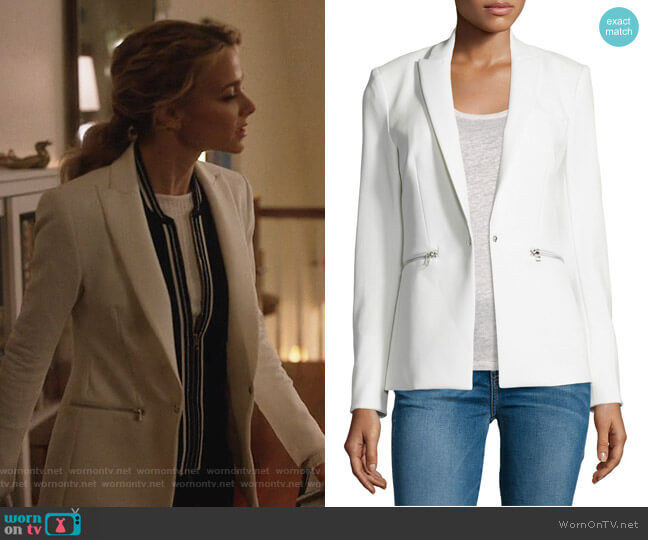 Veronica Beard Bi-Stretch Scuba Jacket worn by Lizzie Needham (Bojana Novakovic) on Instinct