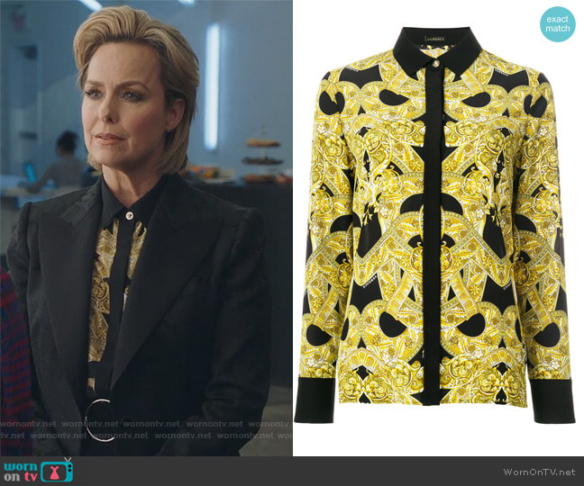 Versace Baroque print shirt worn by Jacqueline (Melora Hardin) on The Bold Type
