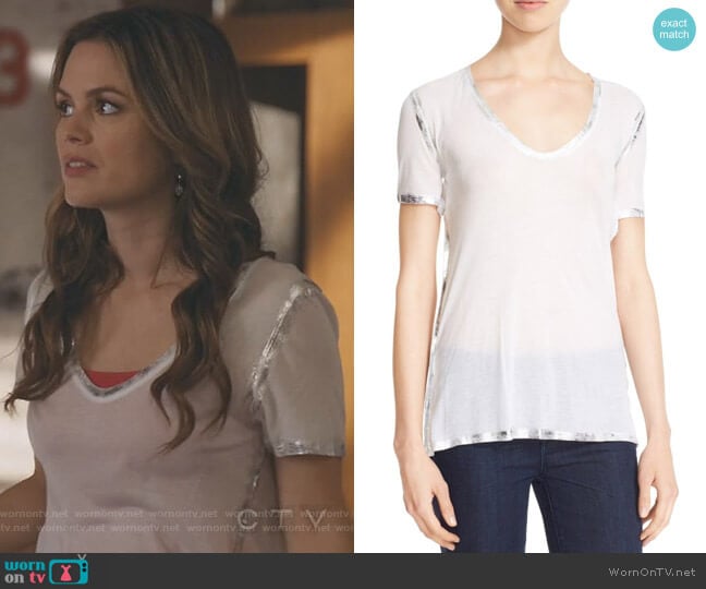 Zadig & Voltaire Tino Foil Accent Tee worn by Samantha Swift (Rachel Bilson) on Take Two