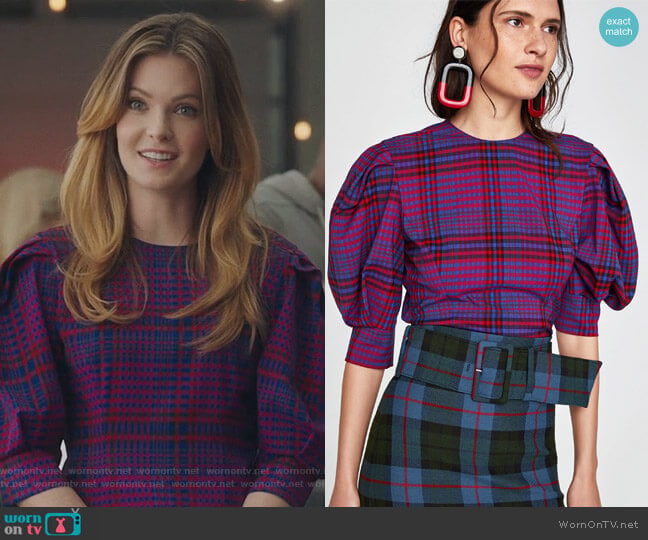 Zara Checked Top worn by Sutton (Meghann Fahy) on The Bold Type