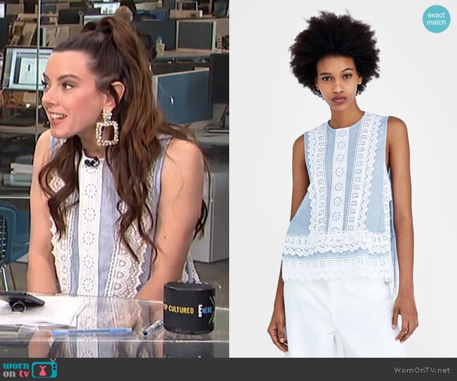 Zara Contrasting Combination Top worn by Melanie Bromley on E! News