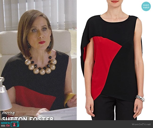 Zero + Maria Cornejo Amale Colorblocked Crepe Blouse worn by Diana Trout (Miriam Shor) on Younger