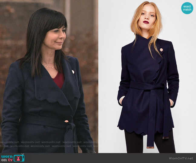 Ted Baker Aastar Scallop Edge Short Wrap Coat worn by Cassandra Nightingale (Catherine Bell) on Good Witch