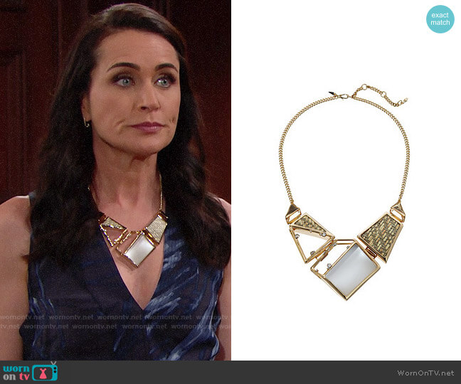 Alexis Bittar Geometric Raffia Bib Necklace worn by Quinn Fuller (Rena Sofer) on The Bold and the Beautiful