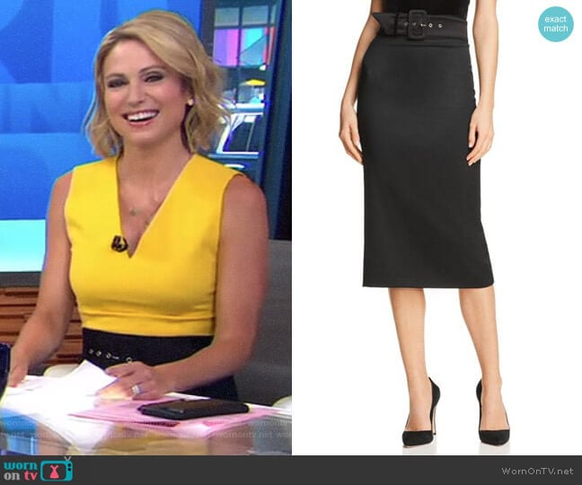 Alice + Olivia Kerstin Belted Pencil Skirt worn by Amy Robach on Good Morning America