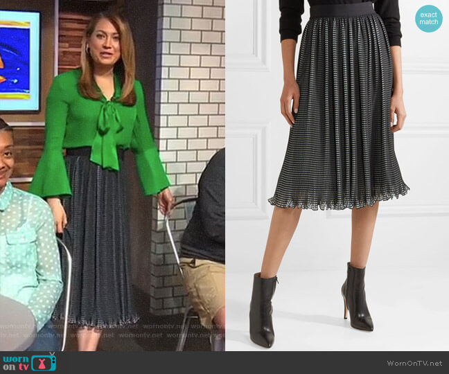 Alice + Olivia Mikaela Midi Skirt worn by Ginger Zee on Good Morning America