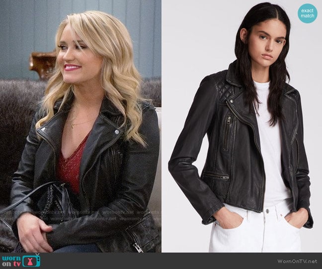 All Saints Cargo Leather Biker Jacket worn by Gabi Diamond (Emily Osment) on Young and Hungry