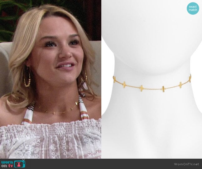 Argento Vivo Bar Station Chain Choker worn by Summer Newman (Hunter King) on The Young and the Restless