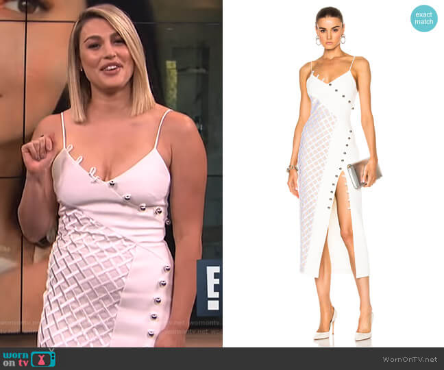 David Koma Macrame Asymmetrical Insert Loops & Metal Balls Dress worn by Carissa Loethen Culiner on E! News