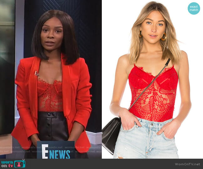 Bardot Britney Bodysuit worn by Zuri Hall on E! News