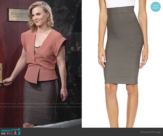 Bcbgmaxazria Leger Skirt in Dark Fatigue worn by Phyllis Newman (Gina Tognoni) on The Young and the Restless
