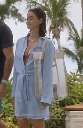 Callie’s blue tie waist shirtdress on The Fosters