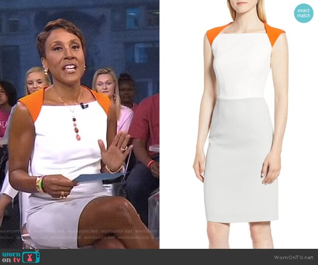 Boss Dekala Colorblock Sheath Dress worn by Robin Roberts on Good Morning America
