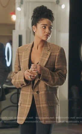 Kat’s brown check blazer on The Bold Type