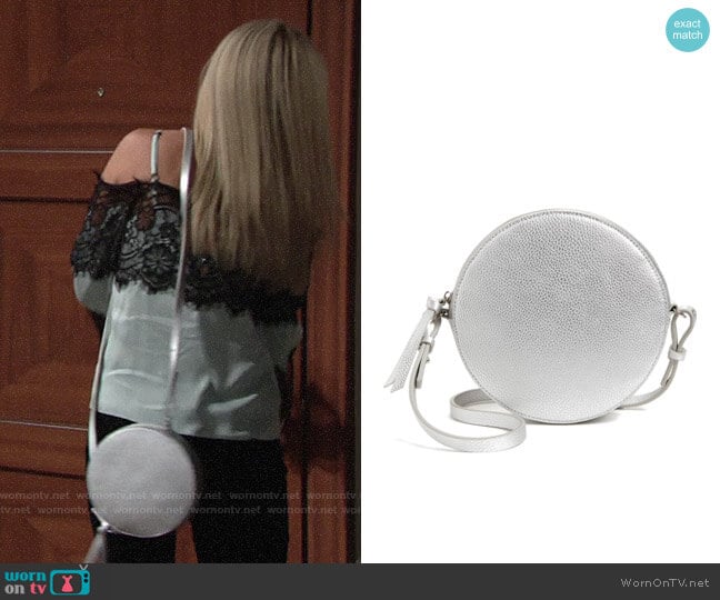 Chelsea28 Cassie Faux Leather Crossbody Bag in Silver worn by Sharon Newman (Sharon Case) on The Young and the Restless