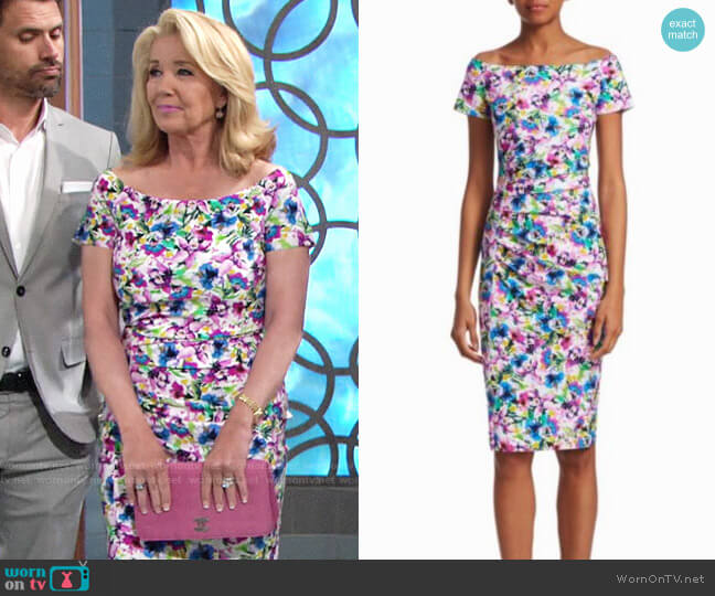 Chiara Boni La Petite Robe Devis Dress in Petunia worn by Nikki Reed Newman (Melody Thomas-Scott) on The Young and the Restless