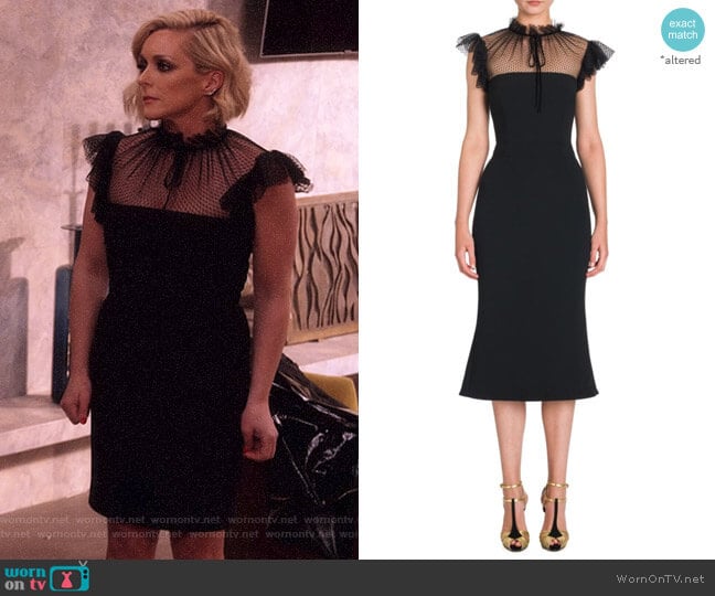 Dolce & Gabbana Tulle Accent Cady Dress worn by Jacqueline Voorhees (Jane Krakowski) on Unbreakable Kimmy Schmidt