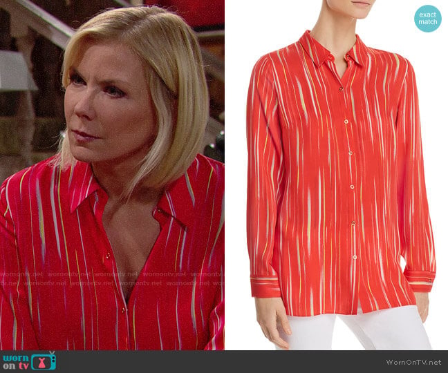 Elie Tahari Marleen Blouse worn by Brooke Logan (Katherine Kelly Lang) on The Bold and the Beautiful