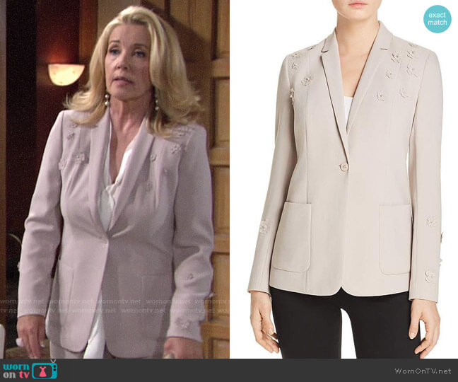Elie Tahari Wendy Floral Applique blazer worn by Nikki Reed Newman (Melody Thomas-Scott) on The Young and the Restless