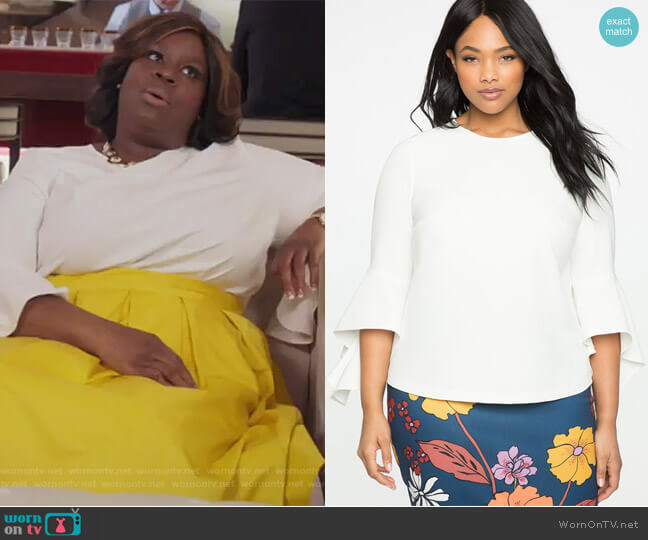 Eloquii Flounce Elbow Sleeve Top worn by Barbara (Retta) on Girlfriends Guide to Divorce