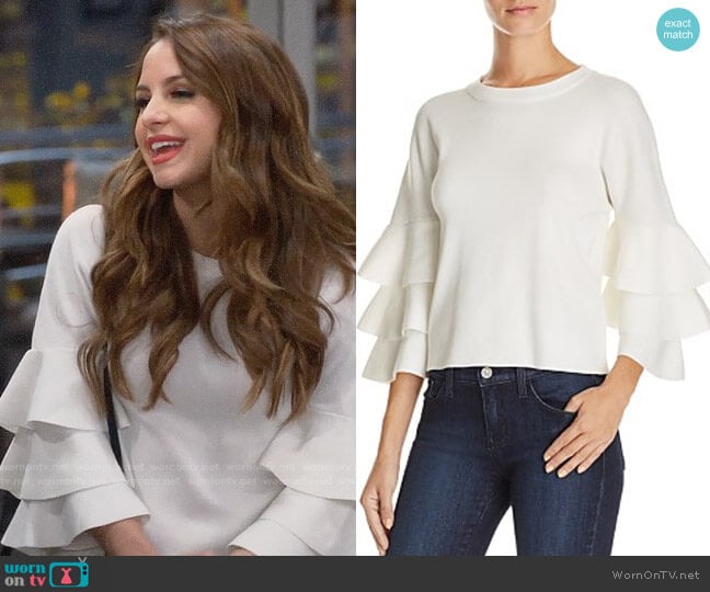 Endless Rose Tiered Sleeve Sweater worn by Sofia Rodriguez (Aimee Carrero) on Young and Hungry